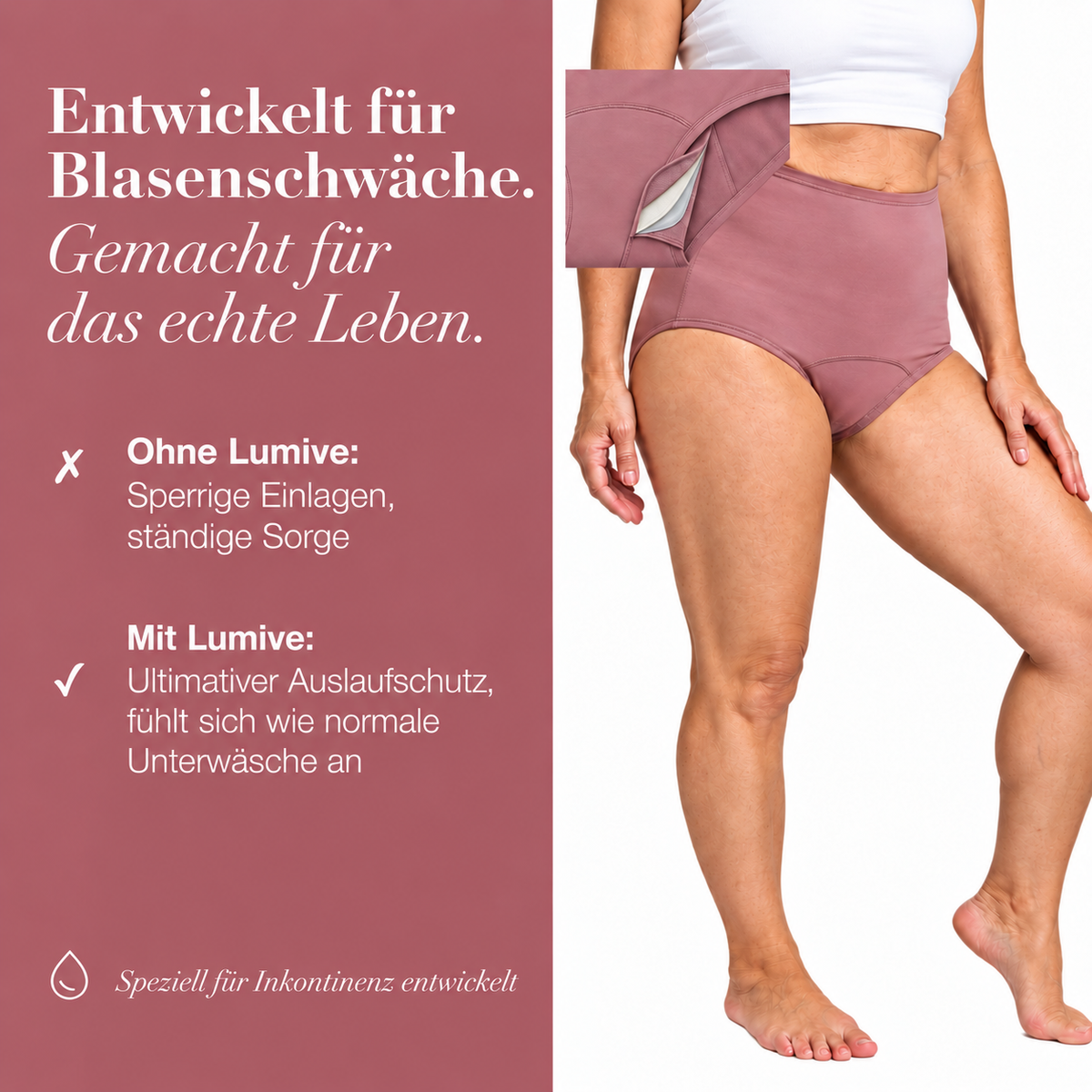 LUMIVE™ 4-Lagiger, Auslaufsicherer Slip mit hohem Bund