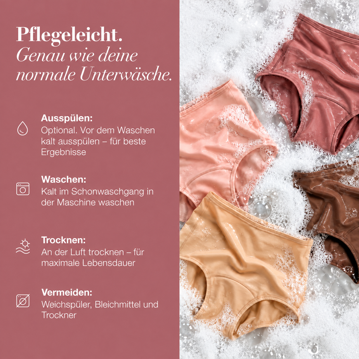 LUMIVE Slip kalt waschen, an der Luft trocknen und wieder tragen