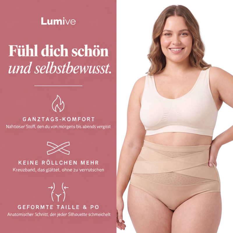 LUMIVE-Unterwäsche für ganztägigen Komfort, geglättete Röllchen sowie eine geformte Taille und einen geformten Po